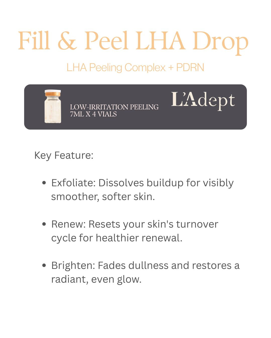 L’Adept LHA Fill Drop 7ml × 4 Vials | Korean Pore Refining & Gentle Peeling Serum