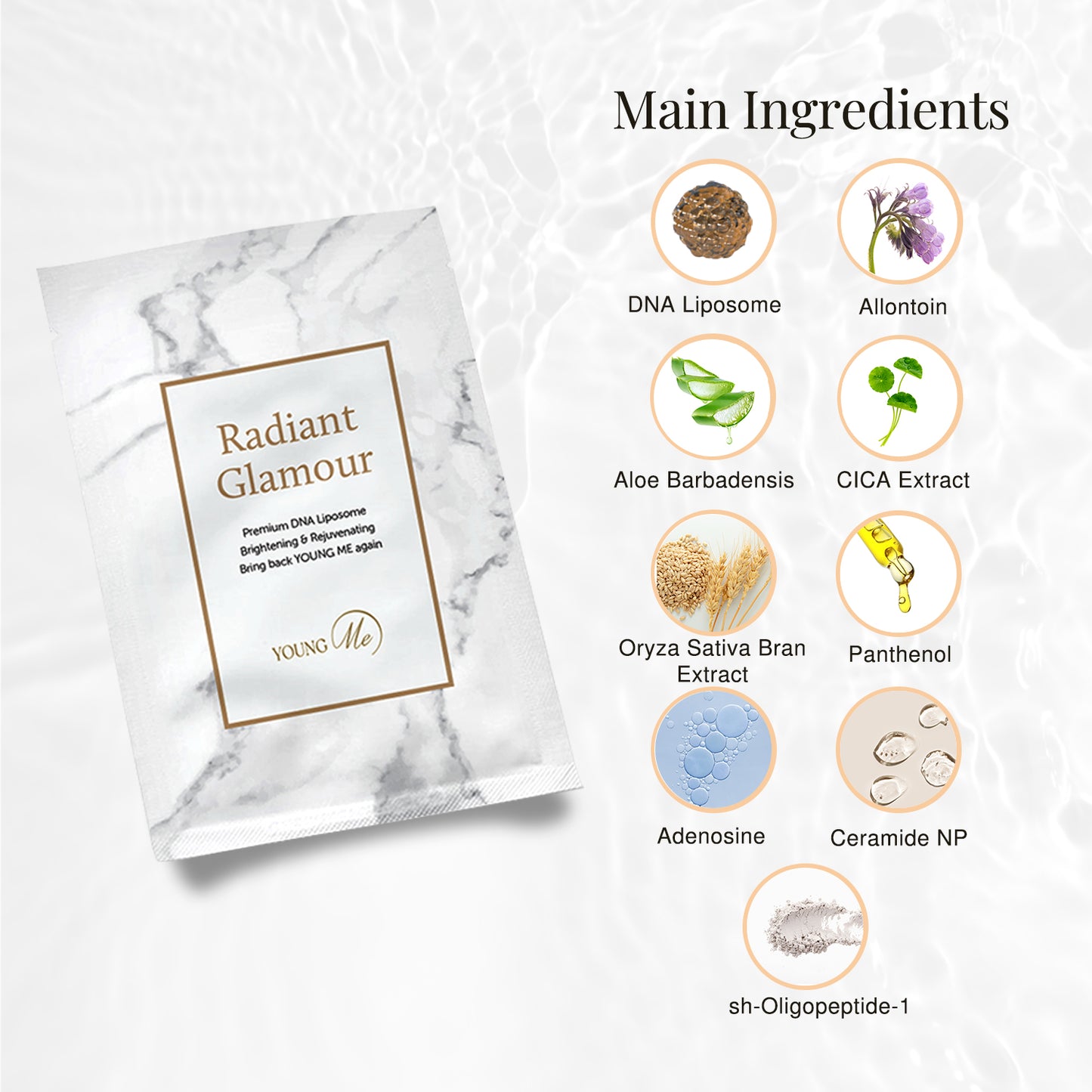 YOUNGME Radiant Glamour UVIR Post Laser Skincare K-Beauty Sheet Mask - Rejuvenating with Premium PDRN, EGF, CICA