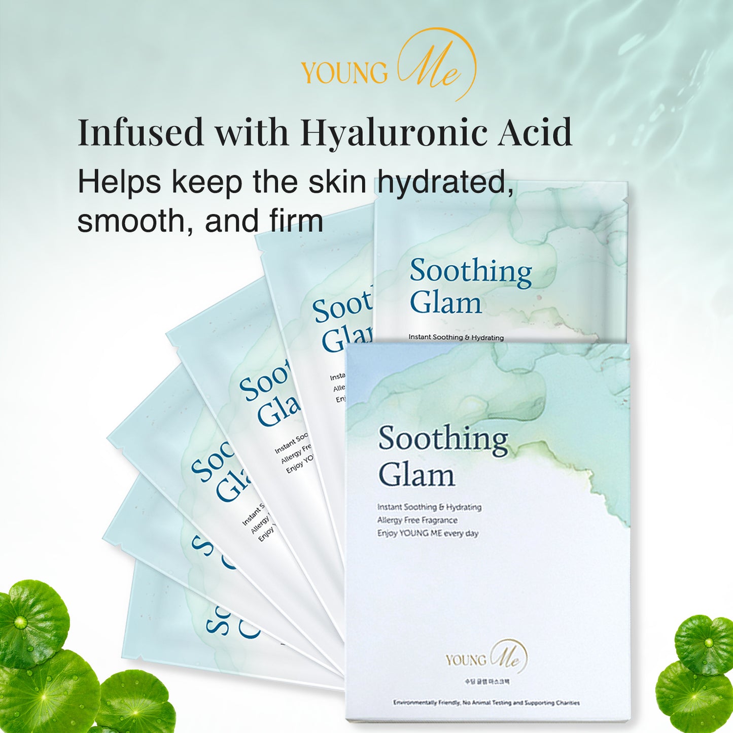 YOUNGME Soothing Glam UVIR Skincare Advanced K-Beauty Sheet Mask - Hydrating, Soothing, and Restoring Hypoallergenic Face Mask for All Skin Types with Aloe Vera and CICA