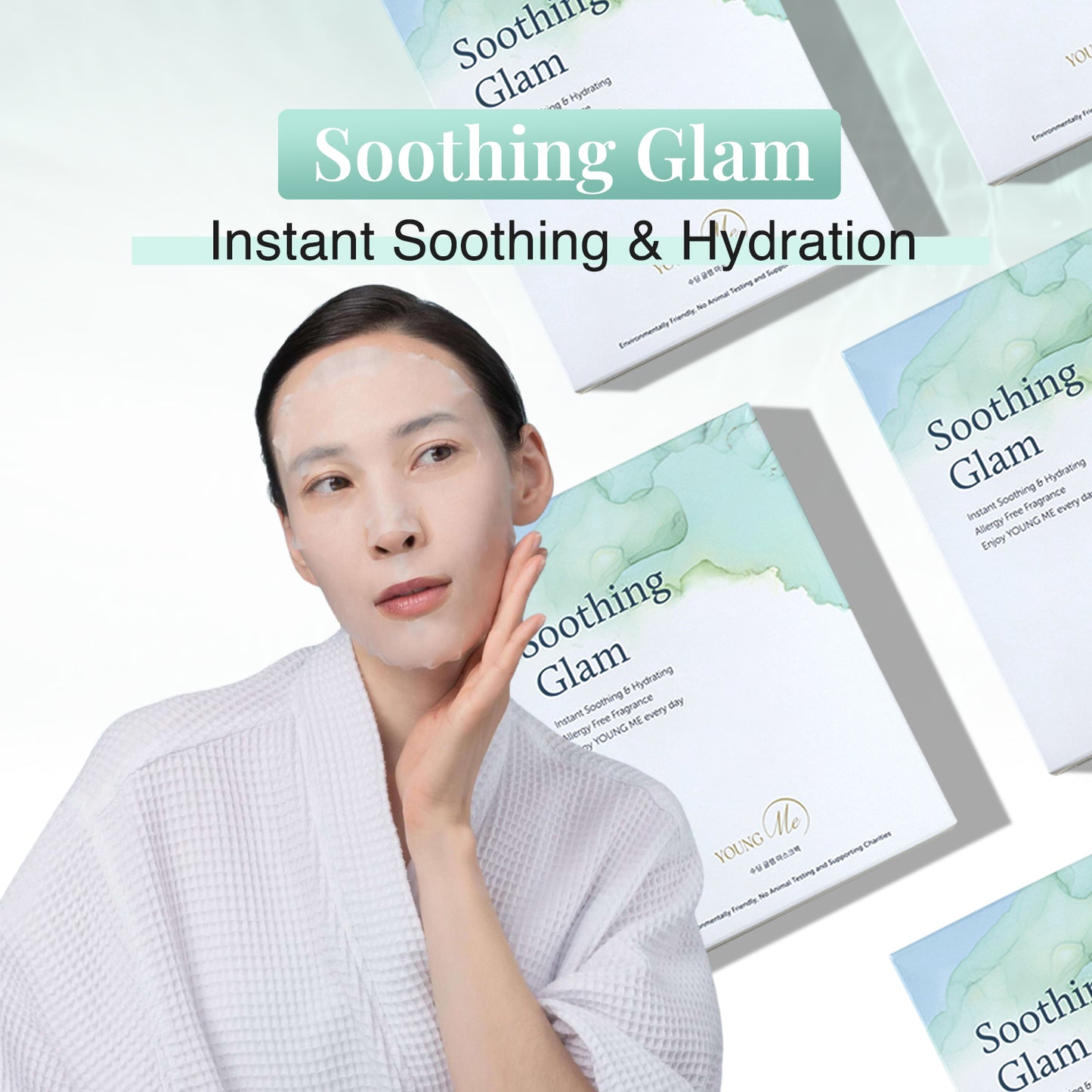 YOUNGME Soothing Glam UVIR Skincare Advanced K-Beauty Sheet Mask - Hydrating, Soothing, and Restoring Hypoallergenic Face Mask for All Skin Types with Aloe Vera and CICA