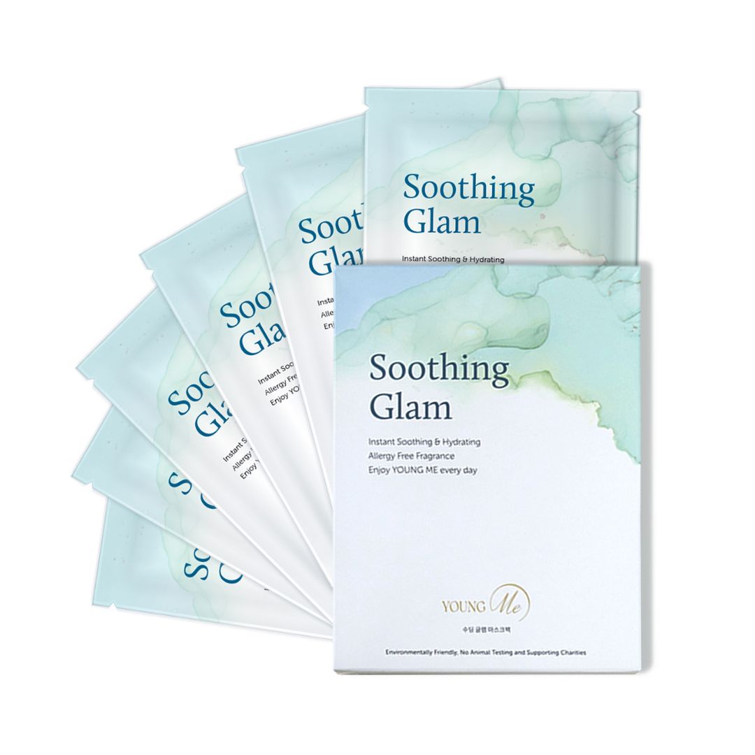YOUNGME Soothing Glam UVIR Skincare Advanced K-Beauty Sheet Mask - Hydrating, Soothing, and Restoring Hypoallergenic Face Mask for All Skin Types with Aloe Vera and CICA