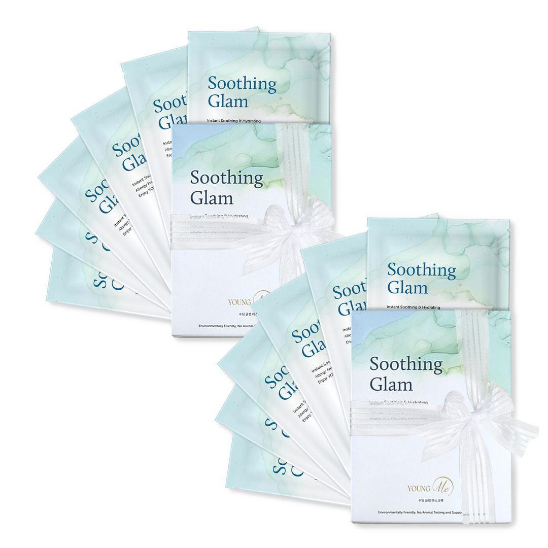 YOUNGME Soothing Glam UVIR Skincare Advanced K-Beauty Sheet Mask - Hydrating, Soothing, and Restoring Hypoallergenic Face Mask for All Skin Types with Aloe Vera and CICA