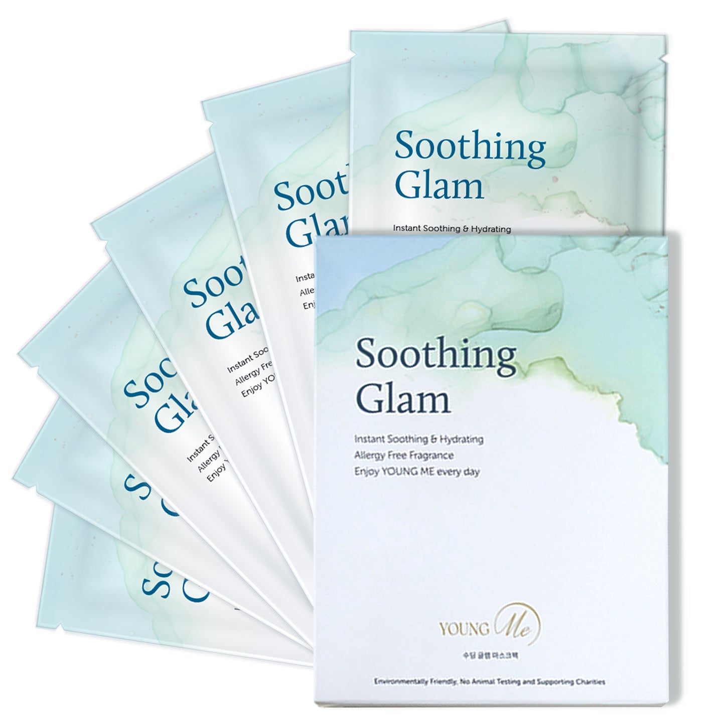 YOUNGME Soothing Glam UVIR Skincare Advanced K-Beauty Sheet Mask - Hydrating, Soothing, and Restoring Hypoallergenic Face Mask for All Skin Types with Aloe Vera and CICA